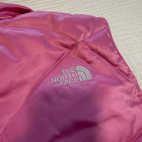 The North Face 550 Puffer Vest Goose Down Women's Sz Large Pink Full Zip - Picture 12 of 16
